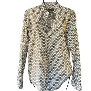 Zara Man Black and White Patterned Shirt